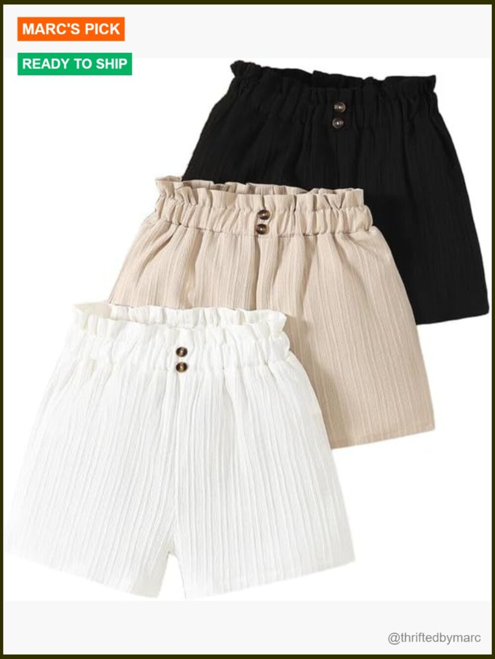 3 Pack Girls Elastic Waist Shorts Polyester-Blend Wide Leg Summer Casual